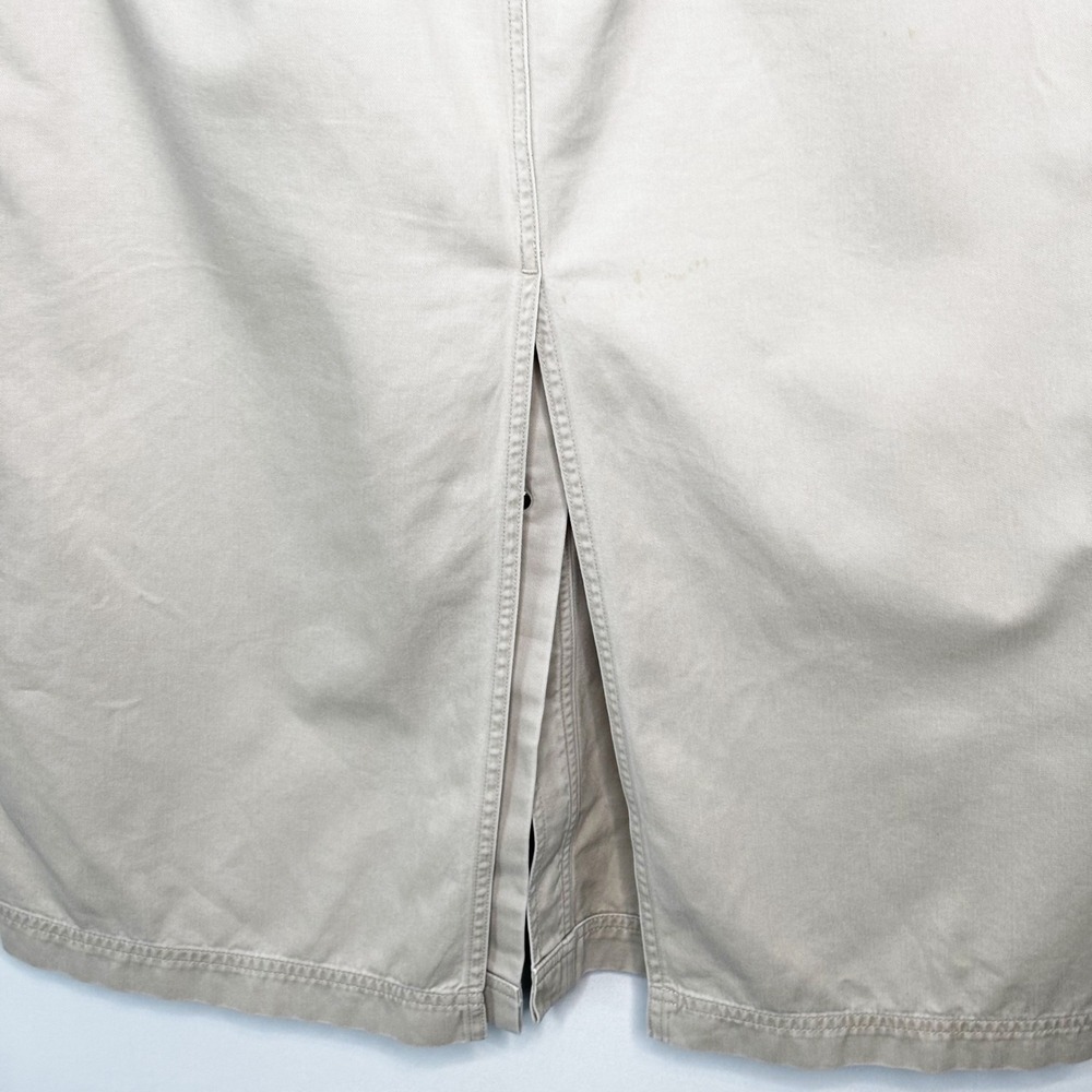 Y2K Lauren Ralph Lauren Cotton Button Front Midi Skirt Size 16 Khaki Cinch Side - Picture 9 of 11